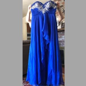 Beautiful Royal Blue Hand Beaded Gown With Lace Up Back
